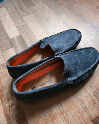 mocassini in camoscio colore blu navy