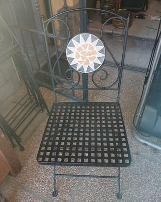Set 4 sedie pieghevoli in metallo e mosaico
