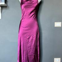 Vestito lungo satinato fucsia elegante