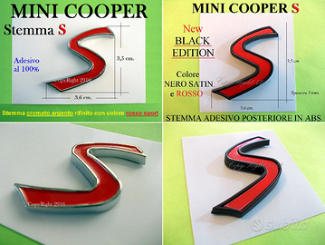 Stemma MINI COOPER S scritta logo badge ROSSO NERO