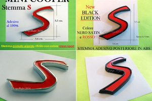 Stemma MINI COOPER S scritta logo badge ROSSO NERO