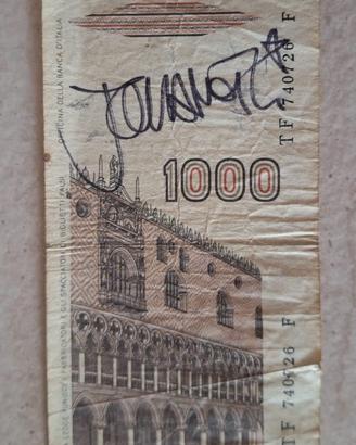 BANCONOTA 1000 LIRE con autografo Jovanotti