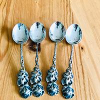 4 cucchiaini vintage argento manico decorato rosa