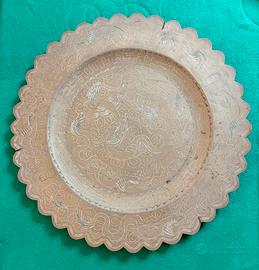Vassoio vintage Cinese in Ottone Marchio Qianlong