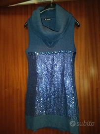 mini abito blu con paillettes 