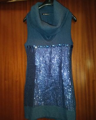 mini abito blu con paillettes 