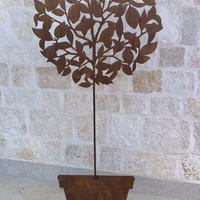 Vaso con pianta di limoni in acciaio corten