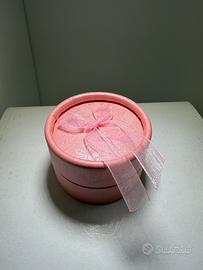 Scatola anello gioielli cuscinetto fiocco rosa