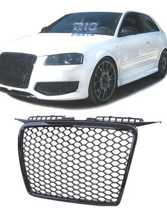 GRIGLIA AUDI A3 8P 8PA 05-08 LOOK RS3 NERO LUCIDO