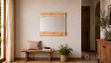 Specchio rettangolare in legno sabbiato