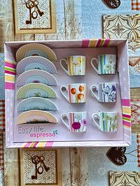 Set caffè 6 tazzine Easy Life porcellana NUOVO