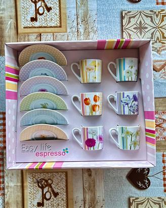 Set caffè 6 tazzine Easy Life porcellana NUOVO