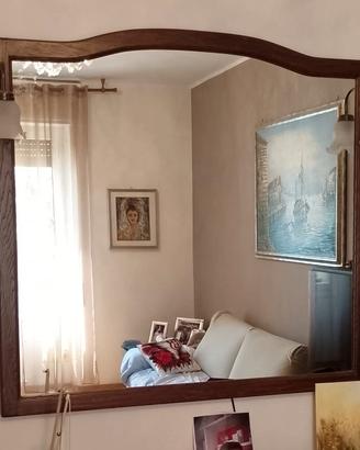 specchio in legno con luci