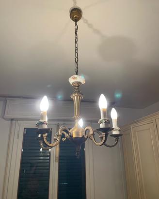 Lampadario in ottone a 5 luci