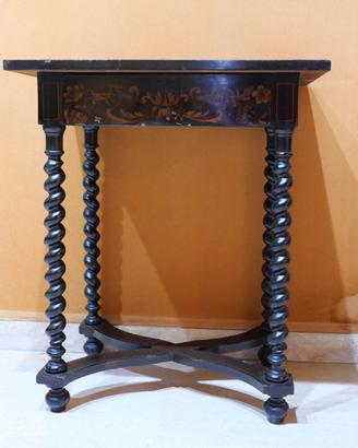 Tavolino antiquariato intarsiato ebanizzato