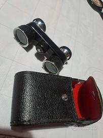 binocolo da teatro vintage con custodia in pelle 