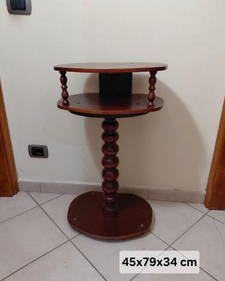 Tavolino vintage a due ripiani in legno- Portavaso