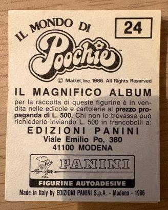 Mancolista Il mondo di Poochie Panini 1986