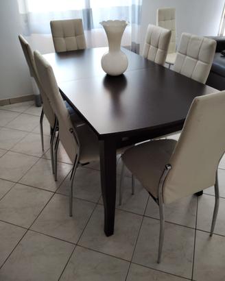 Tavolo 80x140 allungabile fino a 290 cm e sedie