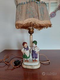 Lampada antica liberty in biscuit base marmo