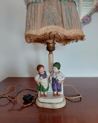 Lampada antica liberty in biscuit base marmo