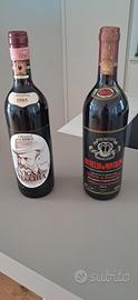 Due bottiglie Brunello e Chianti