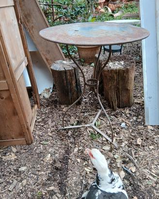 vecchio tavolino in ferro 