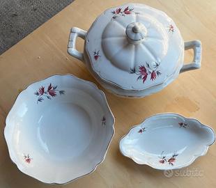 Set tre pezzi Ceramica Revelli Laveno Fiori rosa