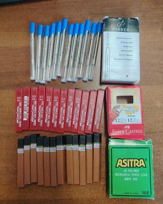 Lotto ricariche Parker e mine Faber-Castell/Asitra