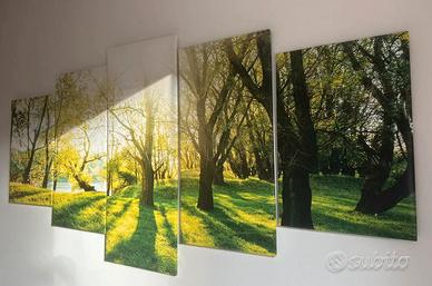 Quadro 5 pannelli bosco luminoso