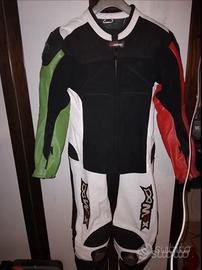 Tuta moto tessuto e pelle