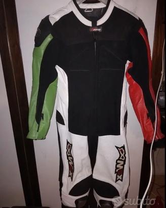 Tuta moto tessuto e pelle