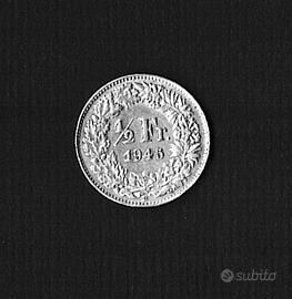 Moneta SVIZZERA 1945 ½ FRANCO ARGENTO