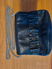 Borsa nera tracolla argento