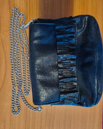 Borsa nera tracolla argento