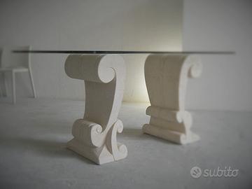 Tavolo in pietra e cristallo