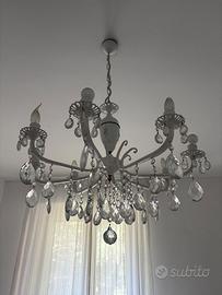 Lampadario bianco gocce cristallo