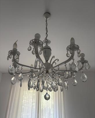 Lampadario bianco gocce cristallo