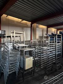 Carrello professionale in acciaio inox con ruote
