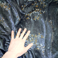 Tessuto velluto 160 x 430 cm grigio scuro fiori