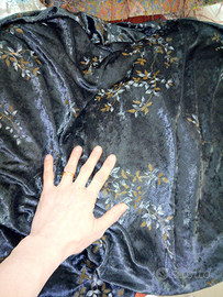 Tessuto velluto 160 x 430 cm grigio scuro fiori