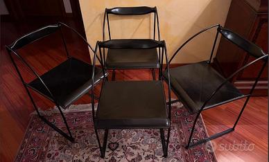 set 4 sedie acciaio e cuoio