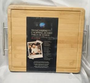 Tagliere in bambù con manici in acciaio amc