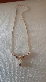 Collana oro 18kt con diamanti e rubini 