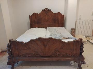 Letto matrimoniale antico primi '900 in radica di 