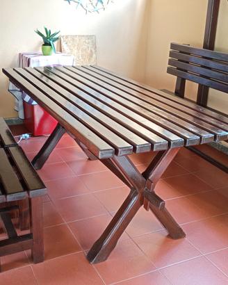 tavolo con panche stile Tirolo