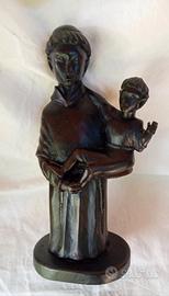 Statua scultura legno ebano Santo con il bambino G