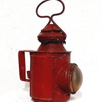 lanterna ferroviaria d’epoca ROSSA lampada antica