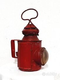 lanterna ferroviaria d’epoca ROSSA lampada antica