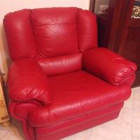 Poltrona rossa 1 posto reclinabile vera pelle